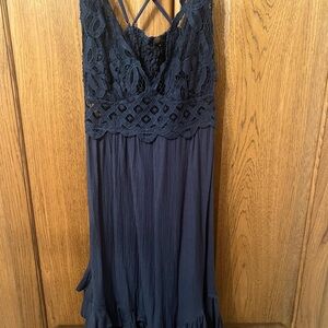 Free People Elegant Navy Lace Dress